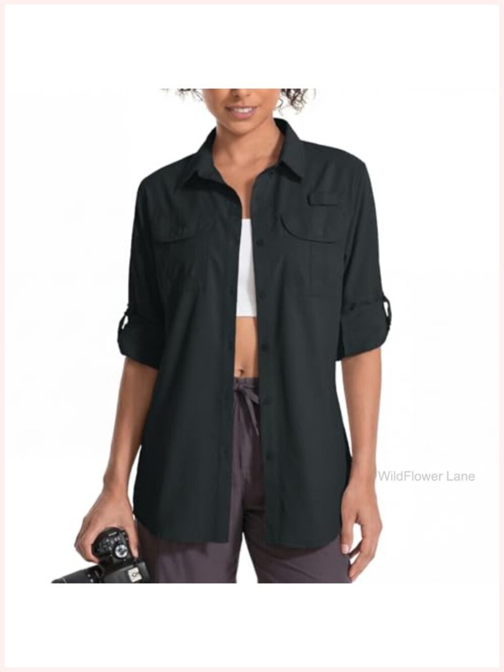 Women's UPF 50+ Long Sleeve Sun Protection Button Down Shirt Quick-Dry